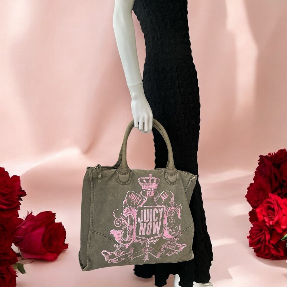 VINTAGE JUICY COUTURE Y2K CANVAS LOGO TOTE BAG